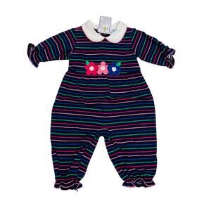 NWT Florence Eiseman 9M Stripe Knit Longall with Flowers